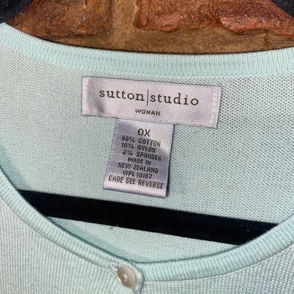 Sutton Studio Light Baby Blue Button Down Cardigan Sweater Women's Size 0X - Picture 3 of 4